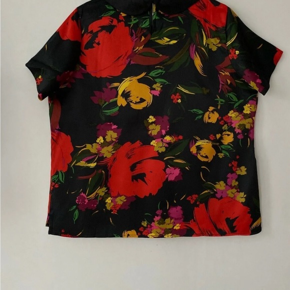 Anthology Black Floral Satin Type Collared Blouse Sizes 18, 20 - Picture 4 of 5